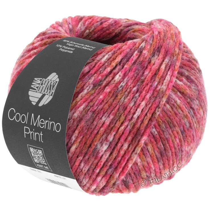 Lana Grossa COOL MERINO Print | 101-tamno crvena/siva/roze/crveno