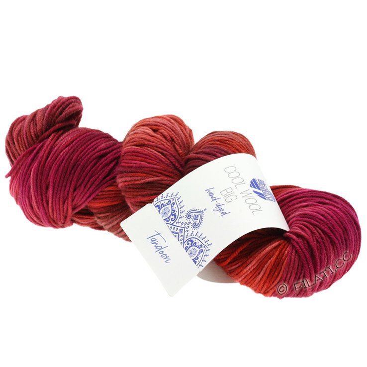 Lana Grossa COOL WOOL Big Hand-dyed | 201-crveno/terakota/roze/Zyklam/čokolada smeđa/Stara ružičasta