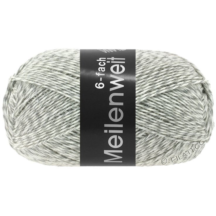 Lana Grossa MEILENWEIT 6-FACH 150g Mouliné/Tweed | 8501-svijetlo siva/bijela