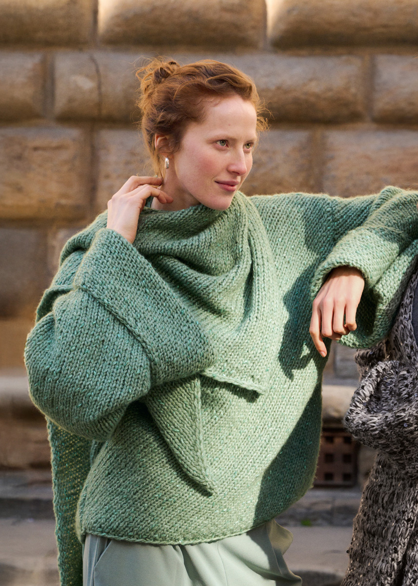 Lana Grossa DIAGONAL-GESTRICKTER-PULLOVER Lucciola