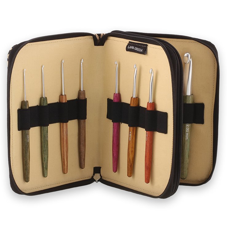 Lana Grossa Kukičanje Hook set Alu s drvenom ručkom Dizajn drva Signal